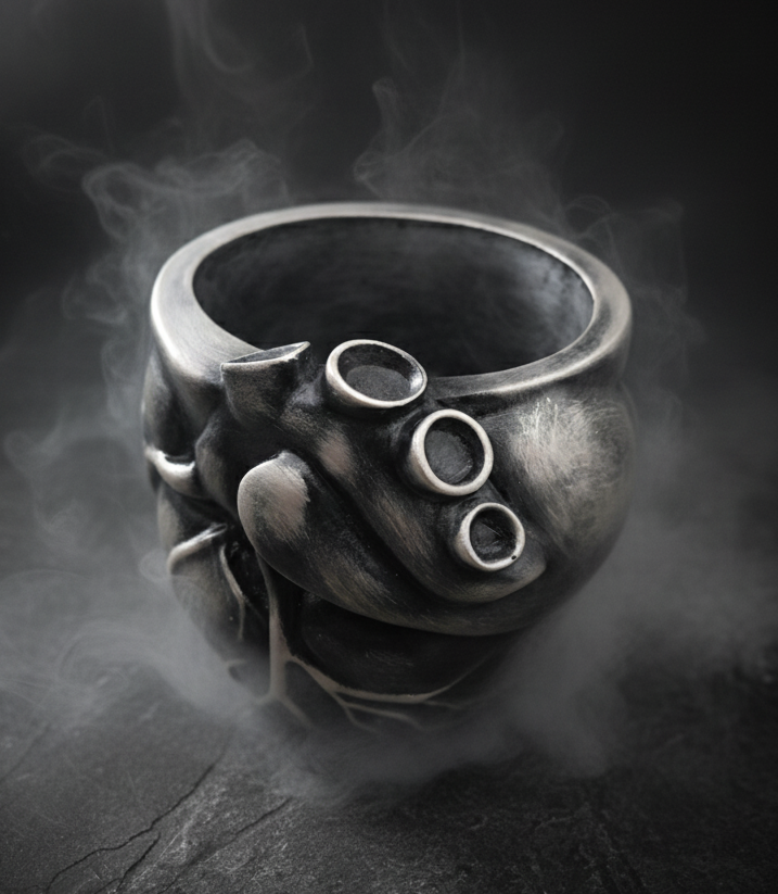 Anatomical Heart Vase Black & Silver Eco Resin Decor Pencil Holder