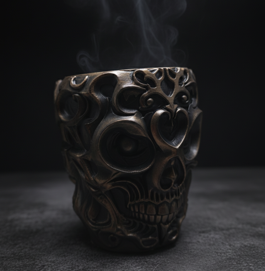 ornate gothic skull desk organizer