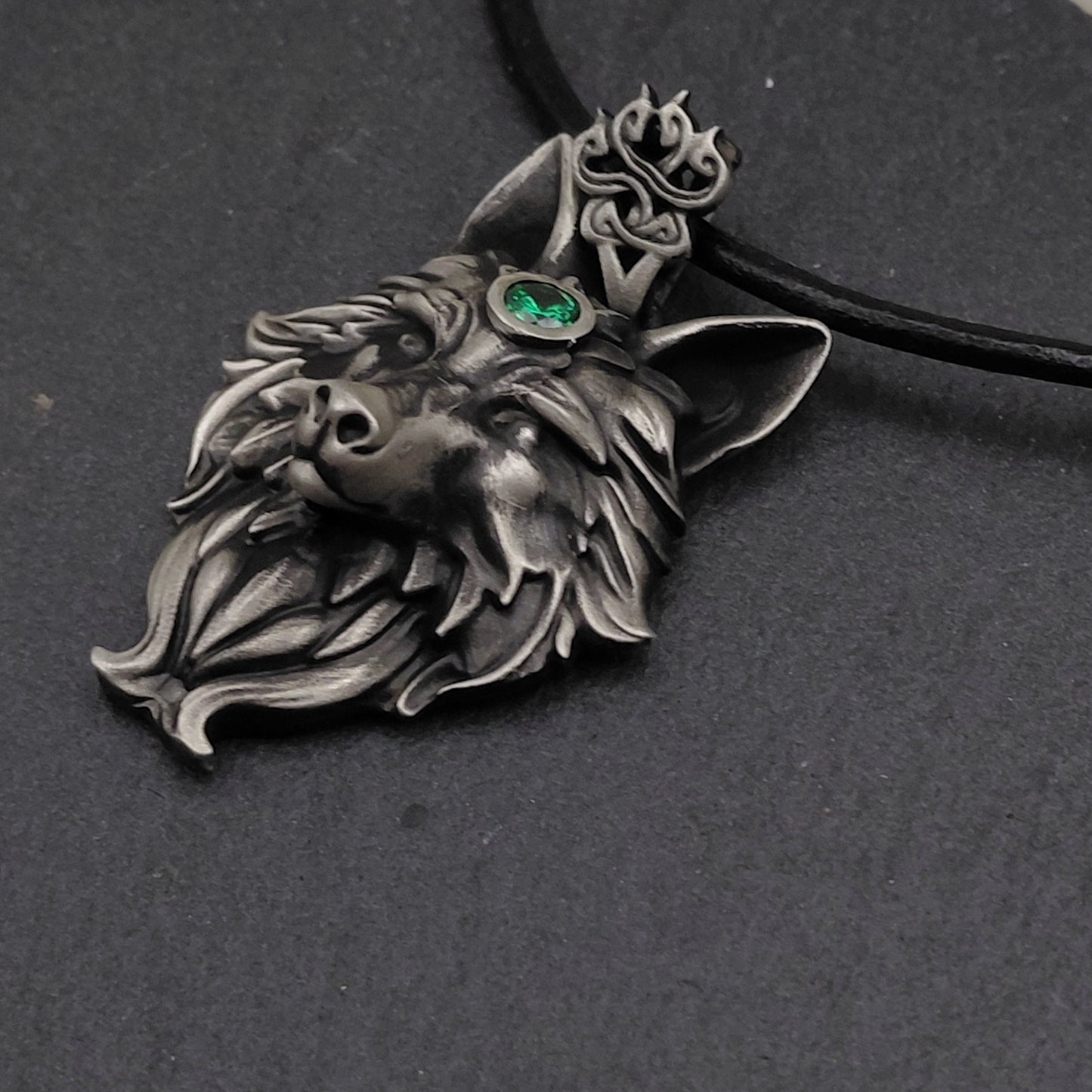 Fangborne Sterling Silver Wolf Pendant- Limited Edition- Birthstone pendant