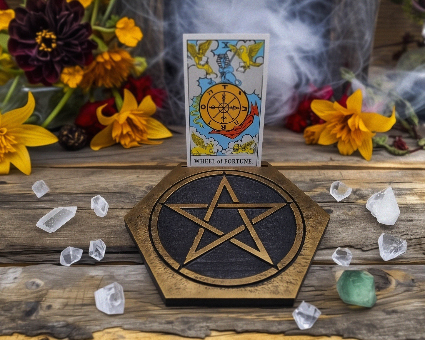 Altar Board Earth Pentacle Black Eco Resin Tarot Card holder