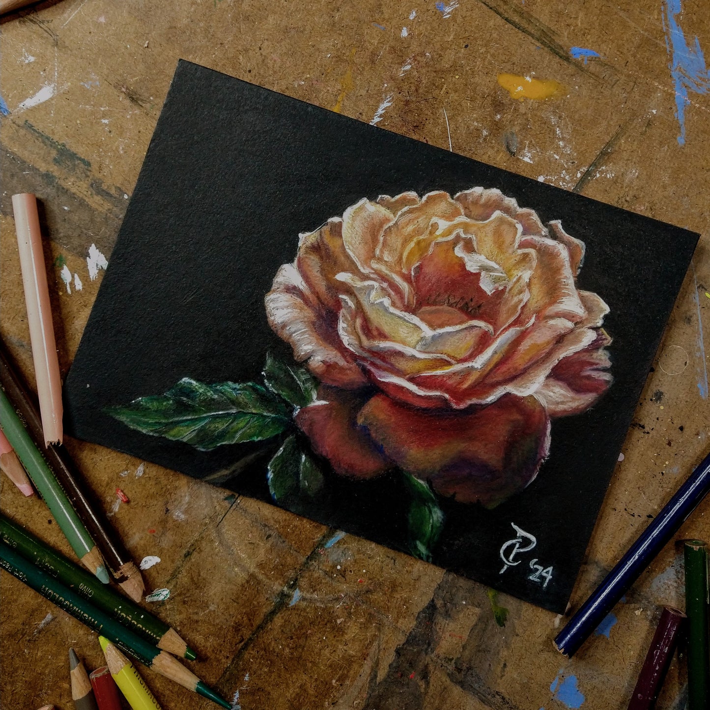 Oregon Rose Original Colored Pencil Framed Fine Art