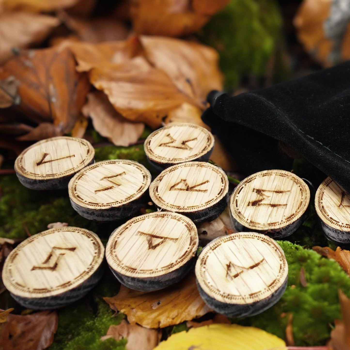 Round coin style Elder Futhark Viking Pocket rune set - Inlumined Arts LLC