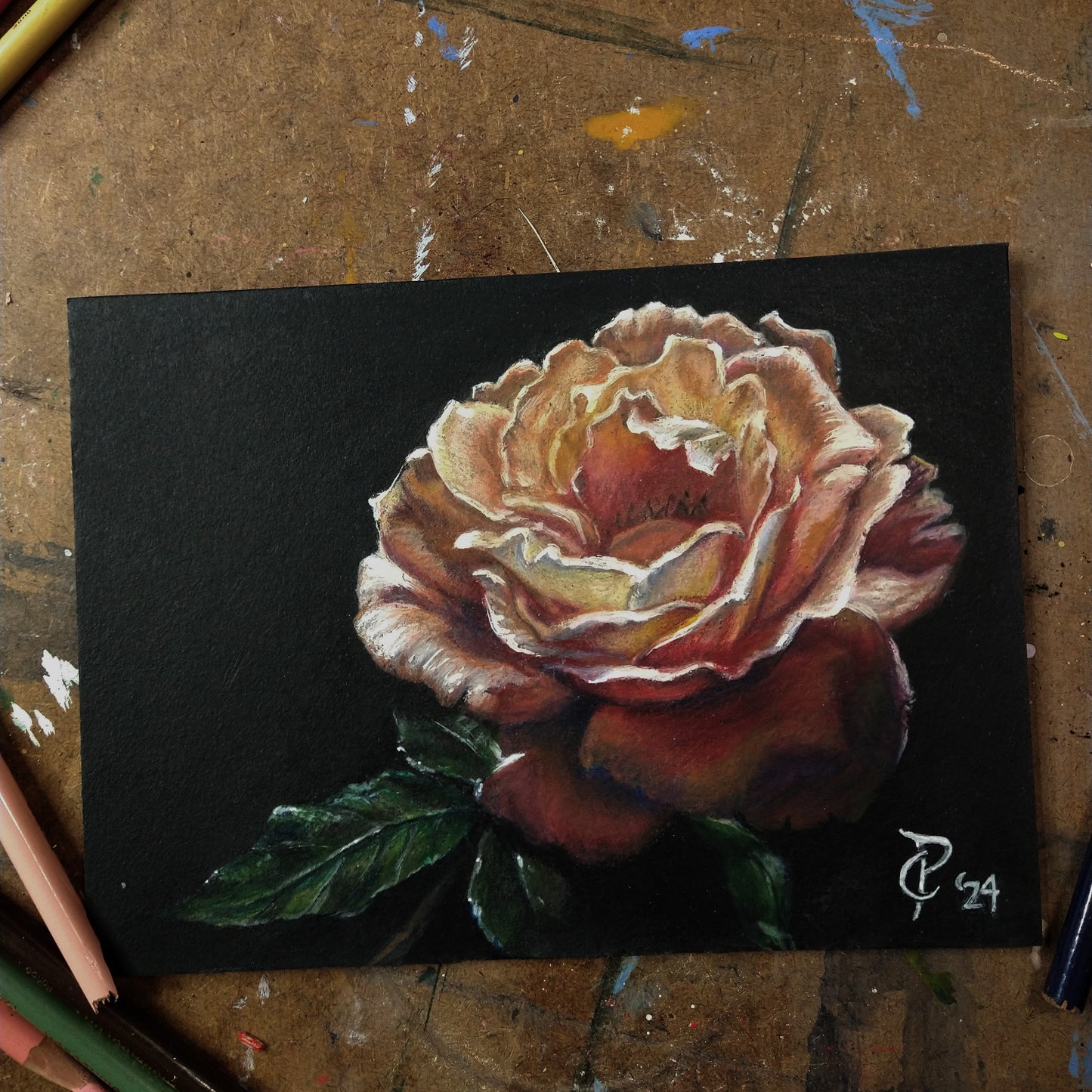 Oregon Rose Original Colored Pencil Framed Fine Art