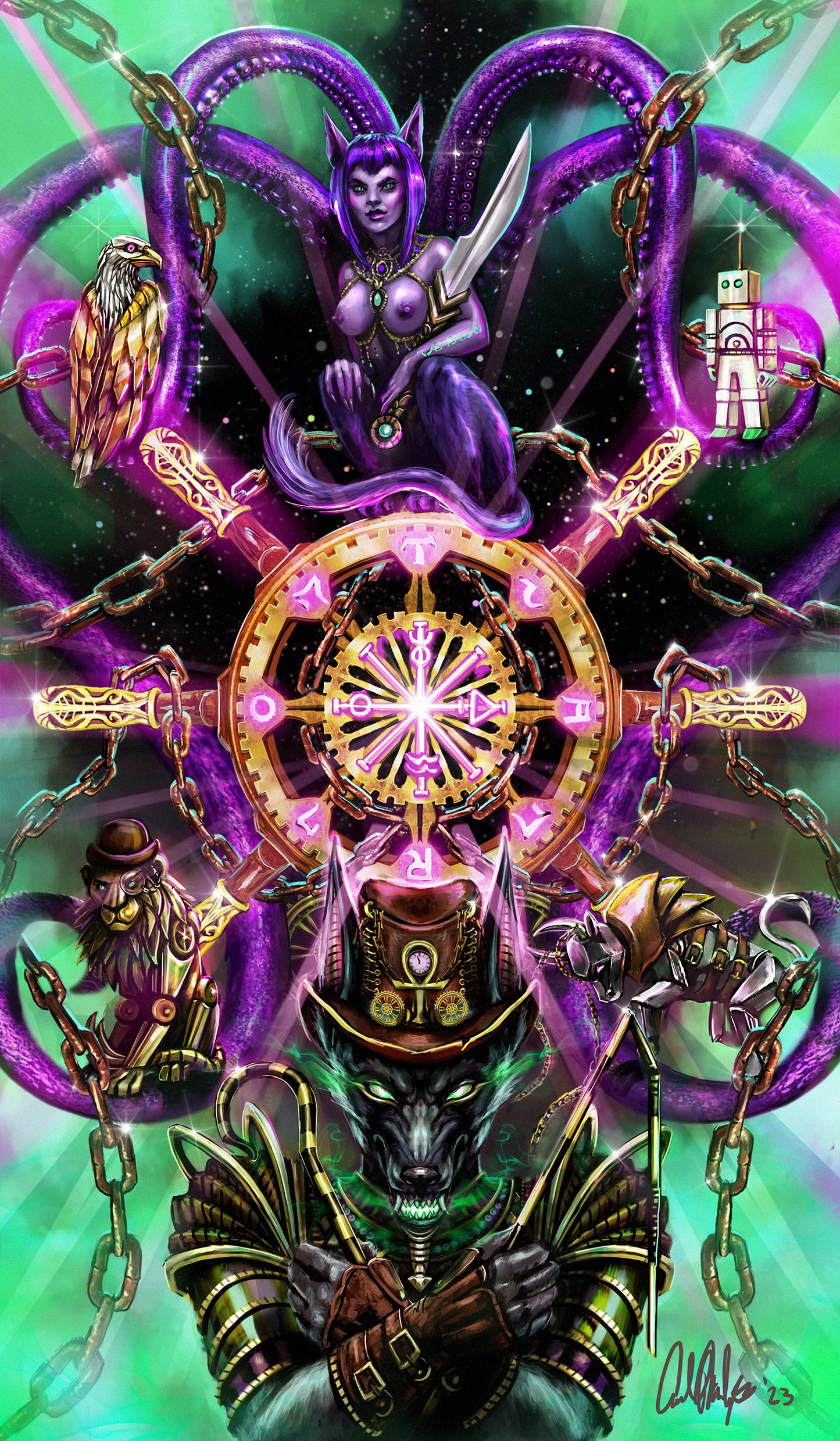 The Wheel of Fortune - Fantasy Tarot Card Art Print