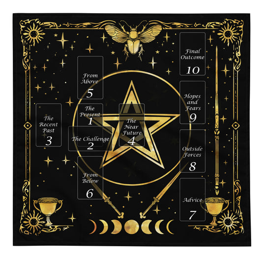 Tarot Spread Cloth with Celtic Cross meanings, Tarot accessory  Reading Cloth, Beginner Tarot Altar Cloth