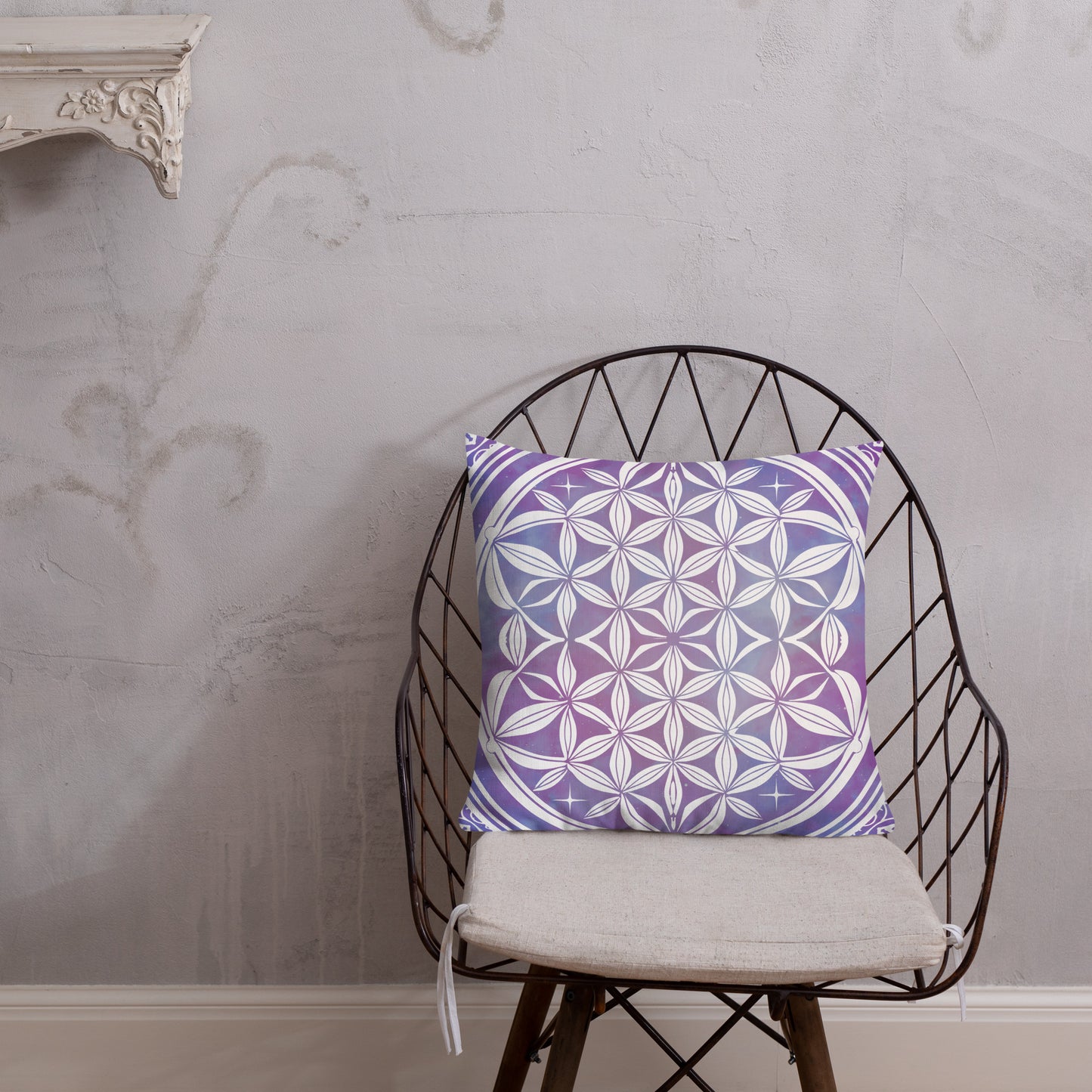Purple Geometric boho home decor square seed of life Pillow