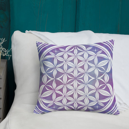 Purple  Geometric boho home decor square seed of life Pillow