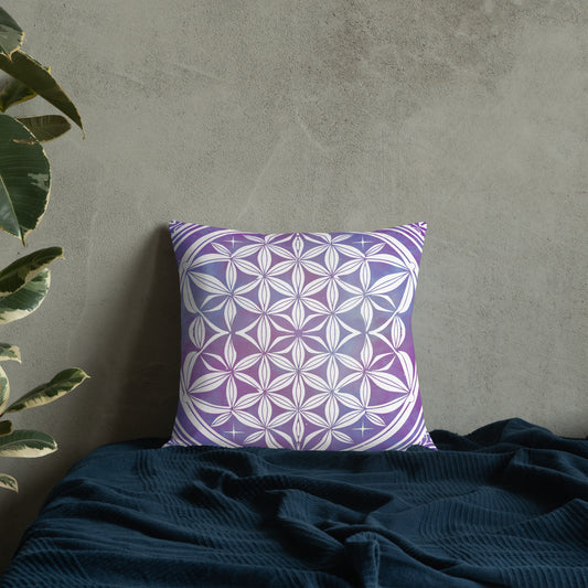 Purple  Geometric boho home decor square seed of life Pillow