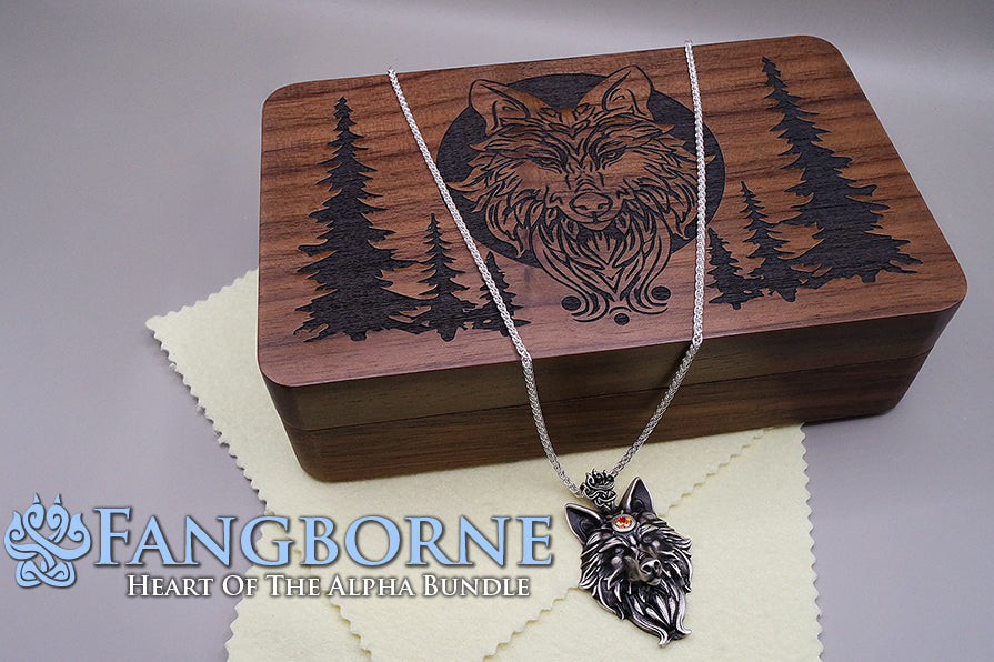 Fangborne Sterling Silver Wolf Pendant- Limited Edition- Birthstone pendant