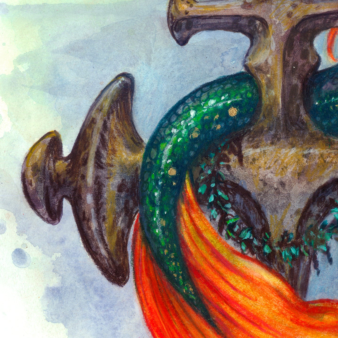 Anchor Embrace Original Mermaid Painting Wall Art