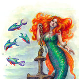 Anchor Embrace Original Mermaid Painting Wall Art