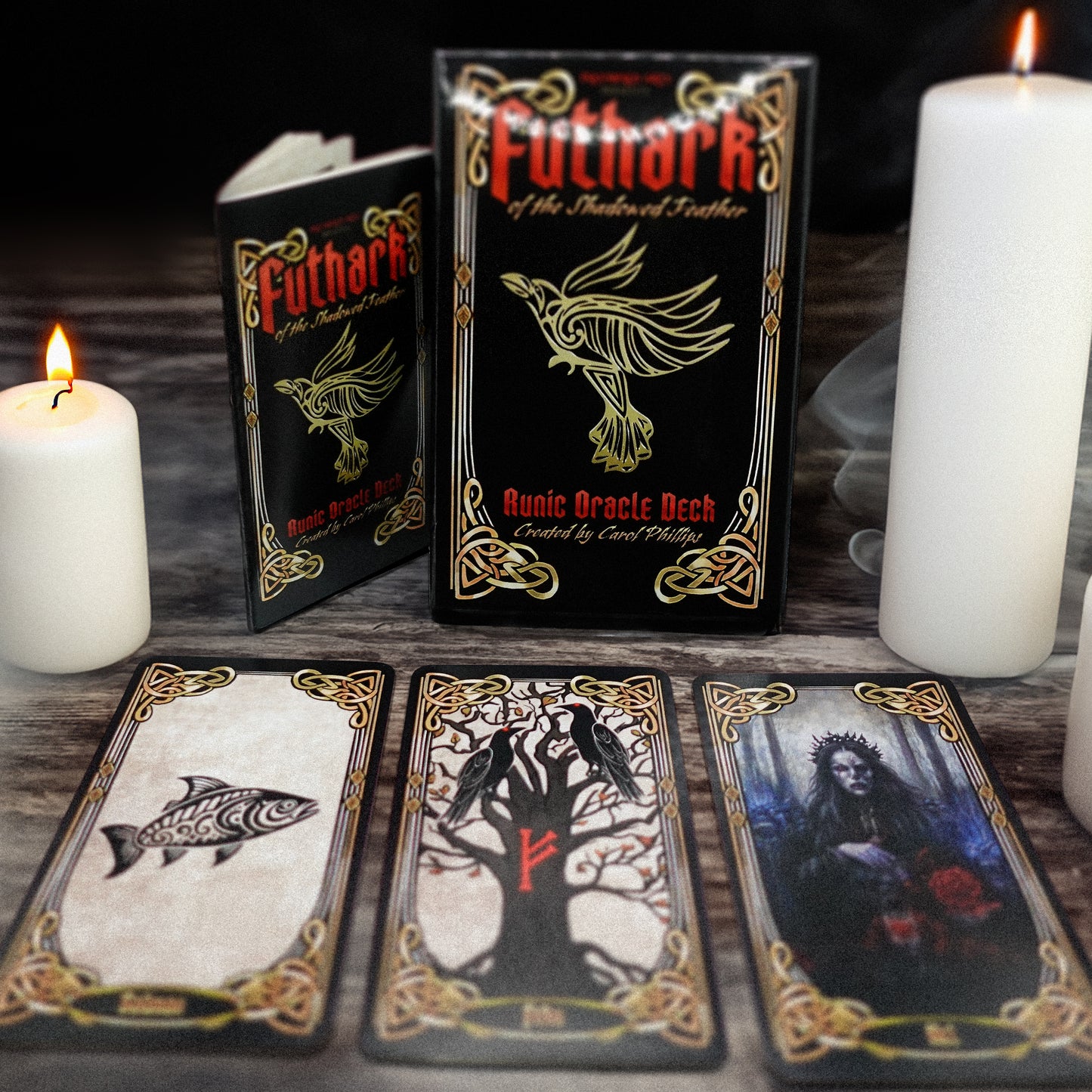 Futhark of the Shadowed Feather Runic Oracle Rune Deck GIFT SET