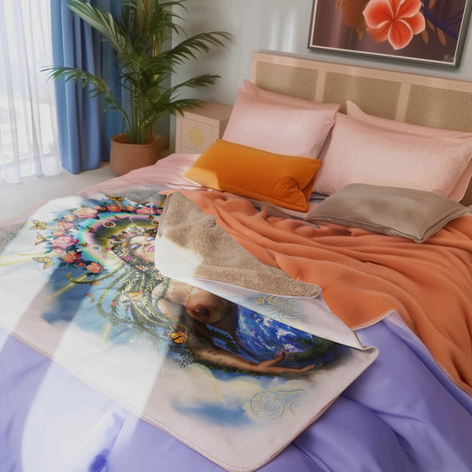 The World Gaia Goddess Throw Blanket, Sherpa