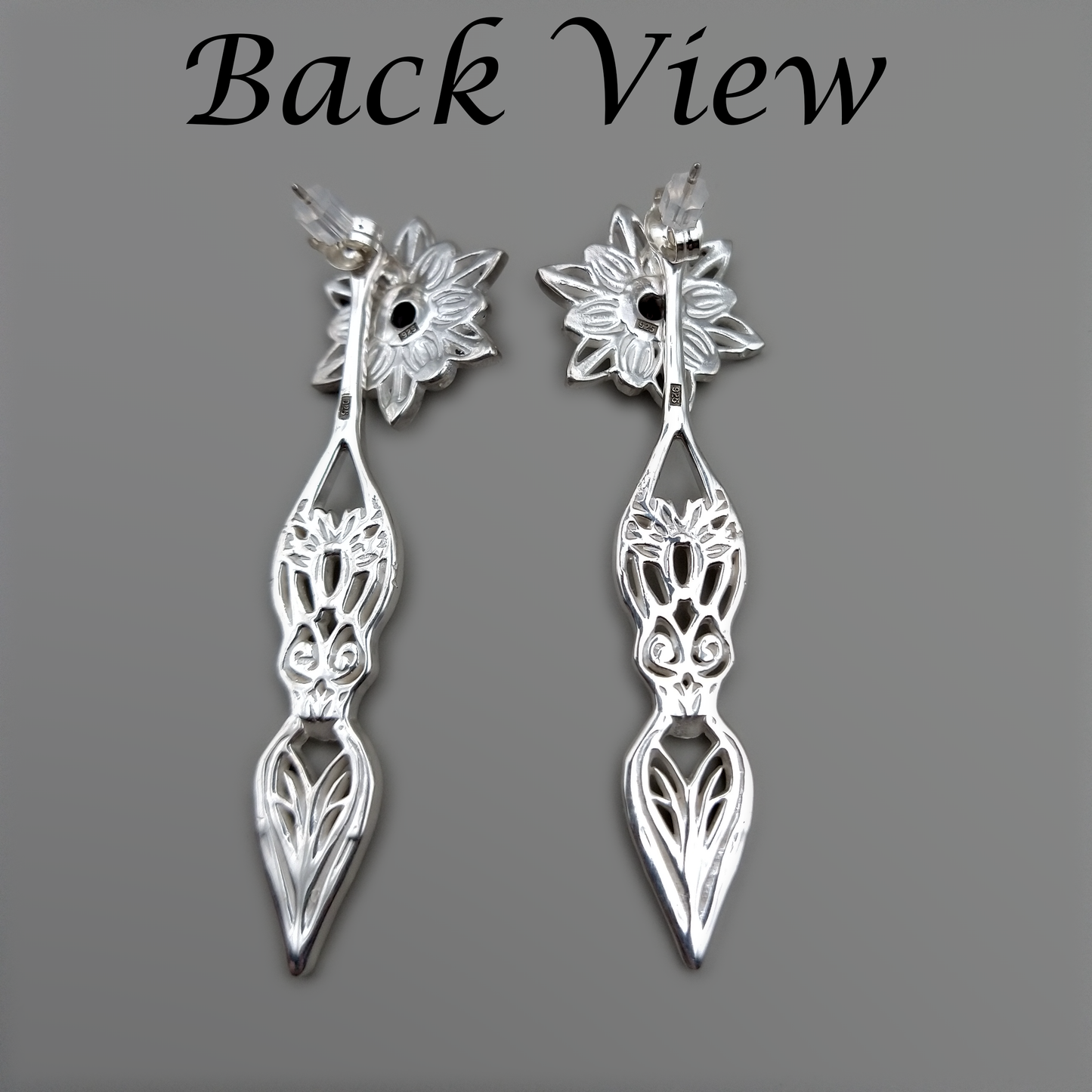 Sterling Silver goddess Garnet ear jacket earrings - Inlumined Arts LLC