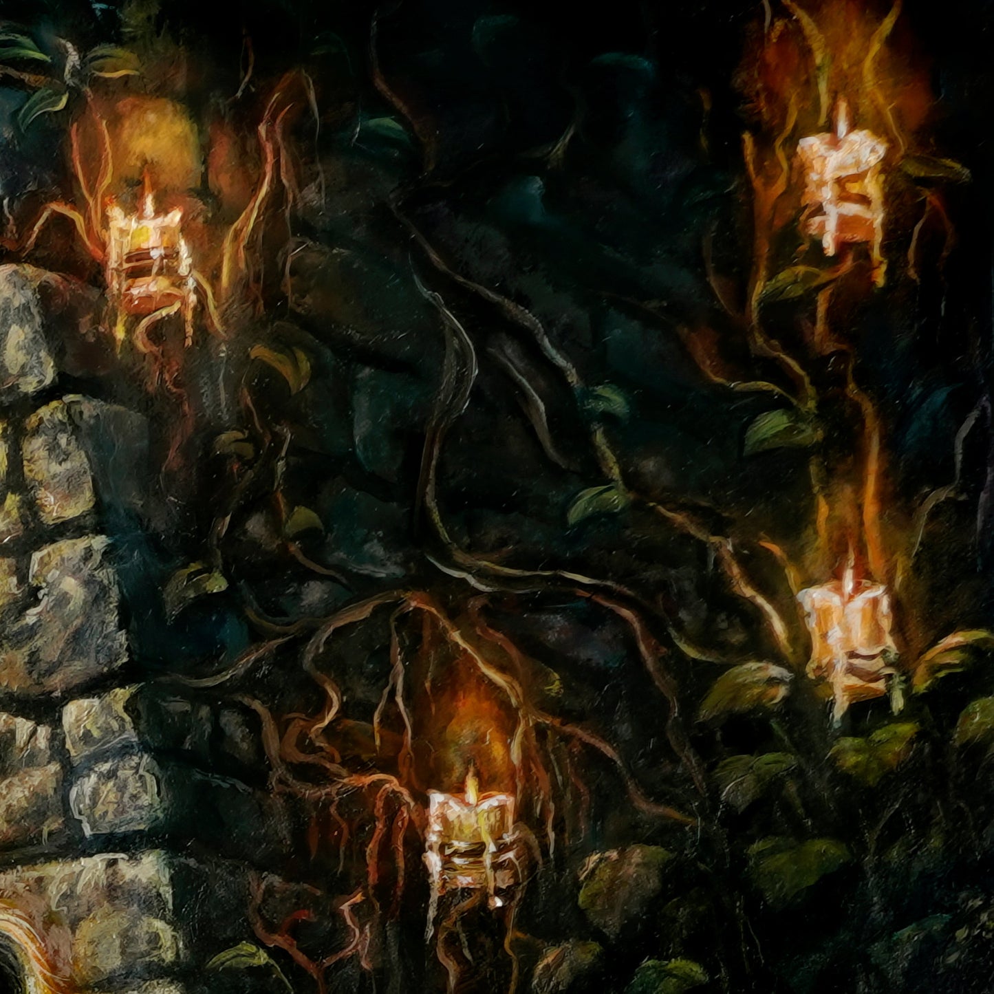Hero's Fate Elven Cavern Art Print, fantasy landcape wall art home decor
