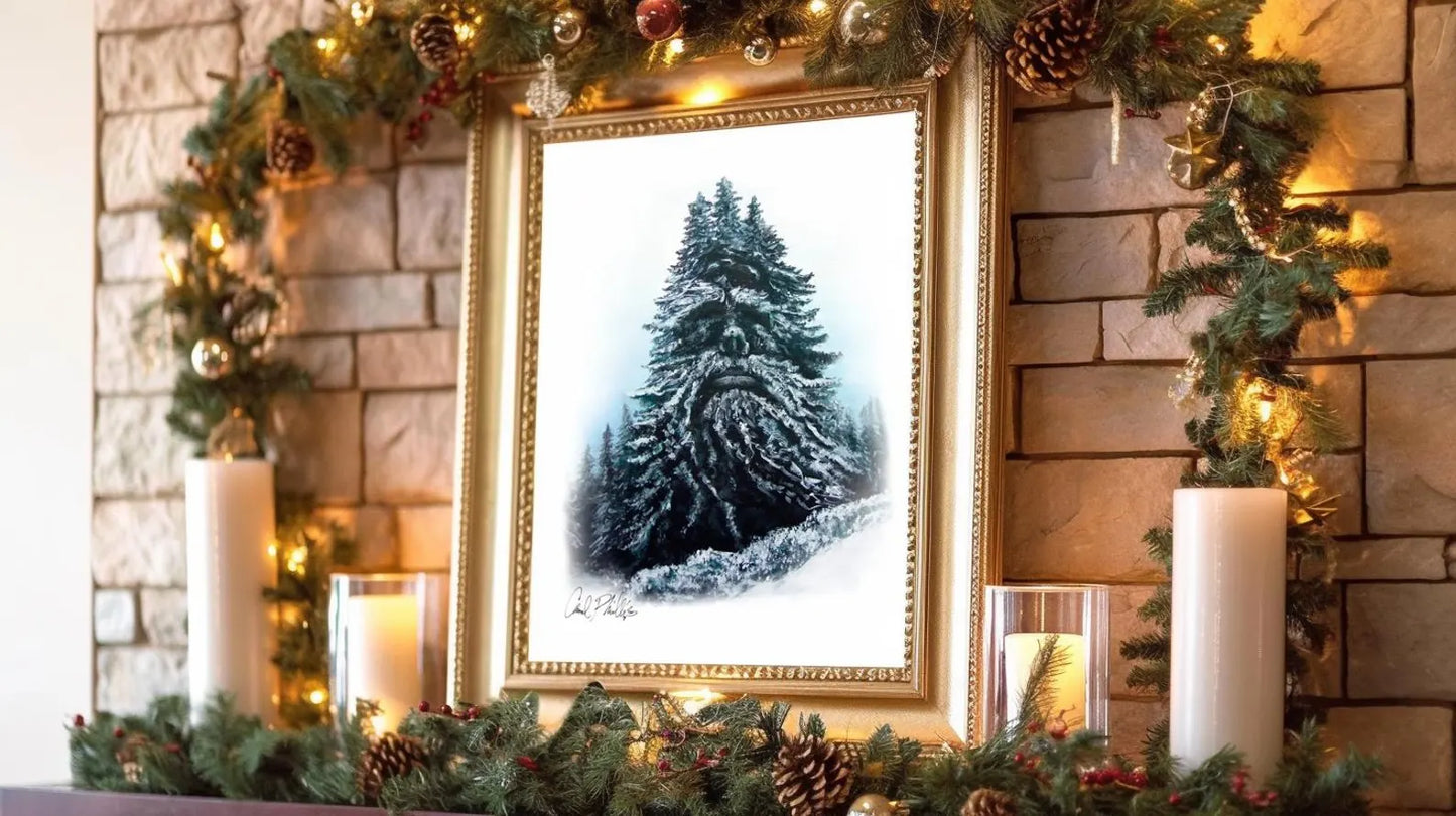 christmas art home decor, christmas tree print. christmas art, holiday art, holiday home decor