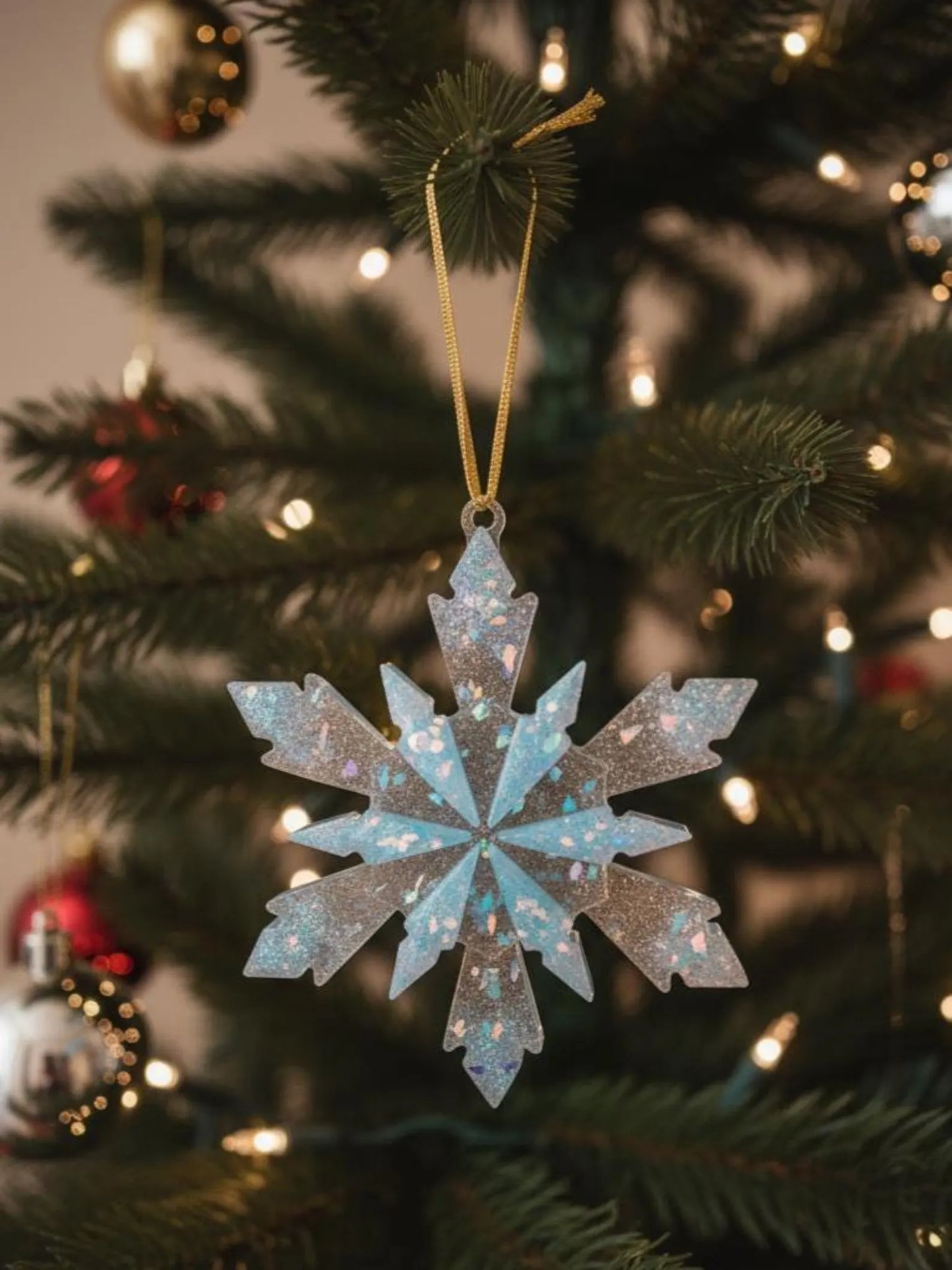 Mystery Resin Handmade Christmas Snowflake Ornaments – Single or Set of 3