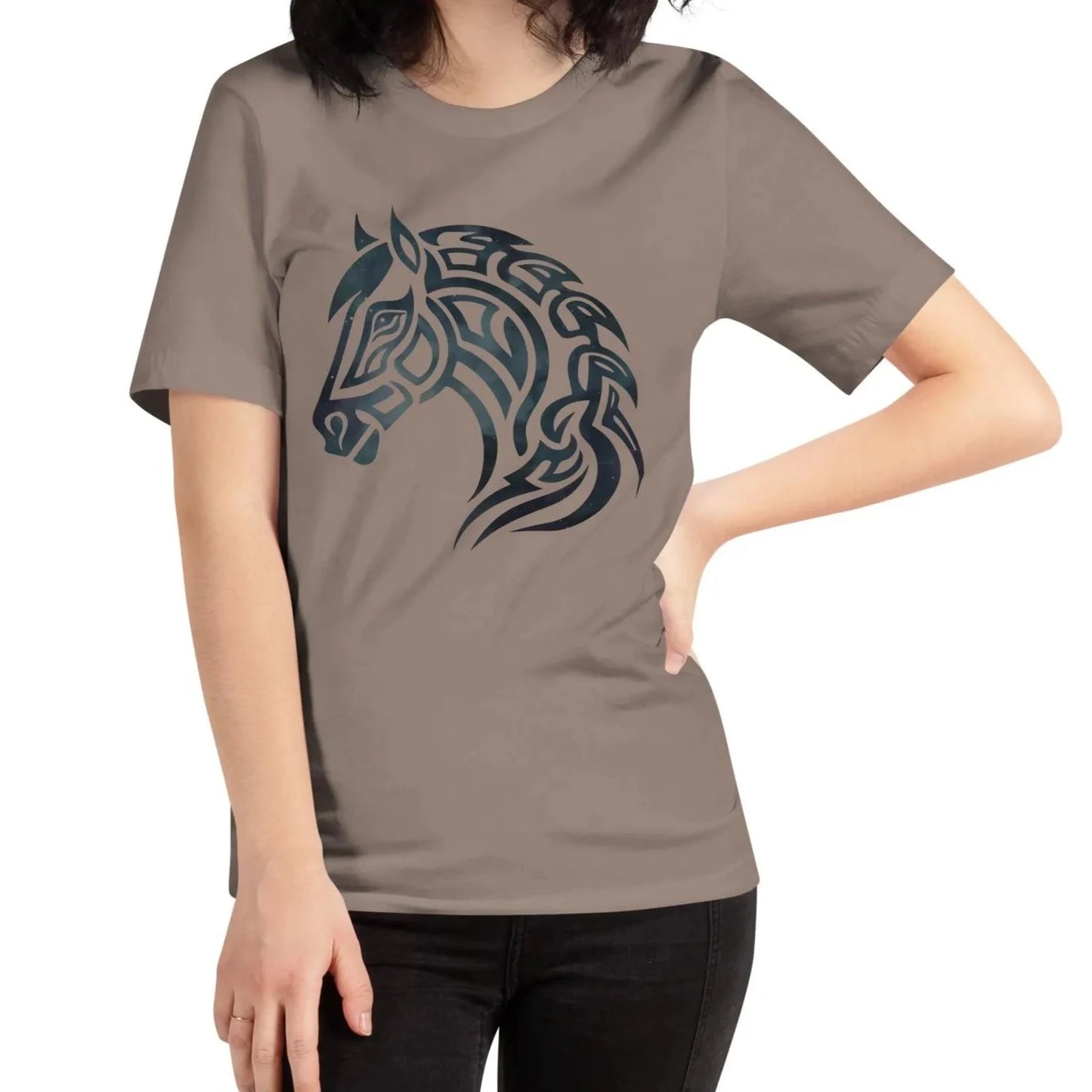 Viking Norse Knotwork Horse Graphic T-Shirt – Gold Design