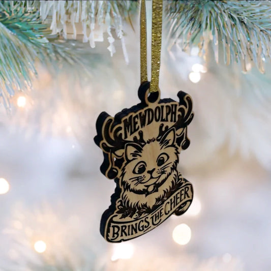 Mewdolph cute cat holiday ornament
