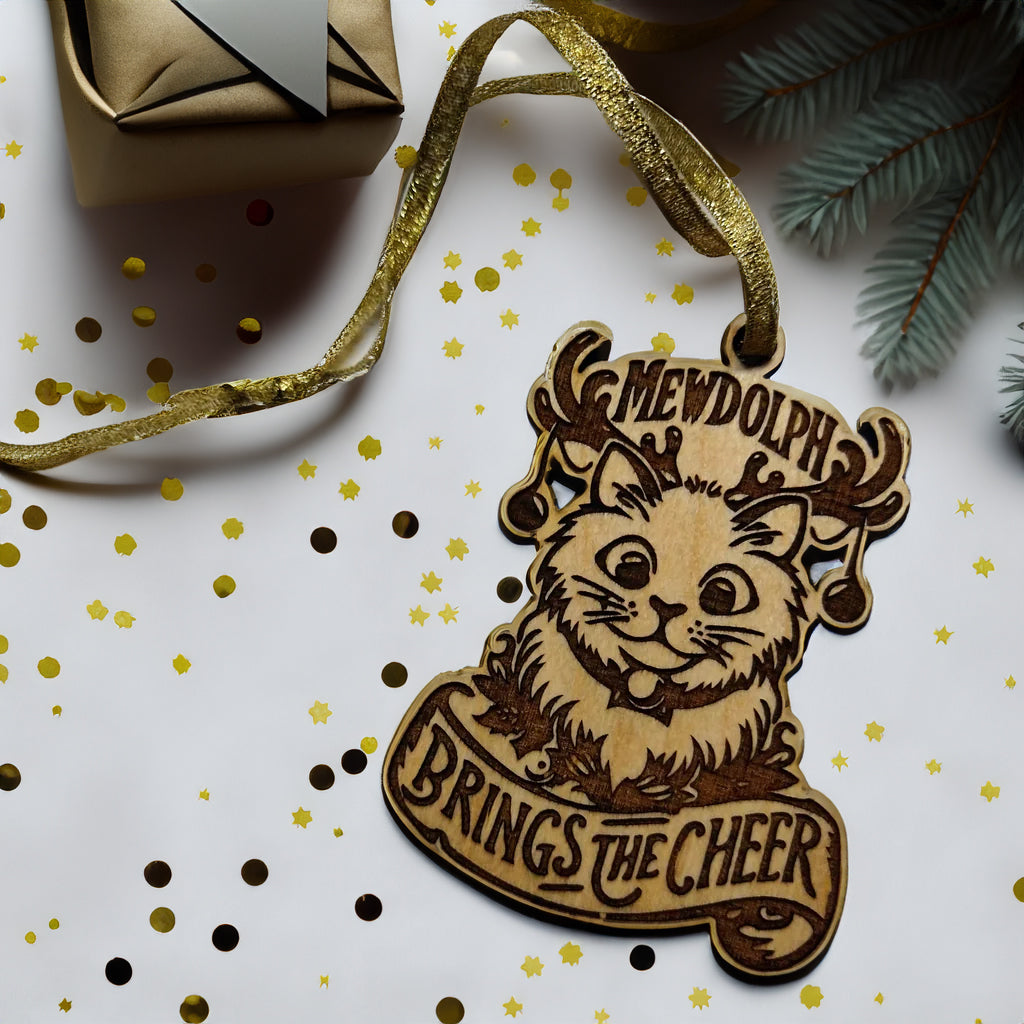 Mewdolph cute cat holiday ornament