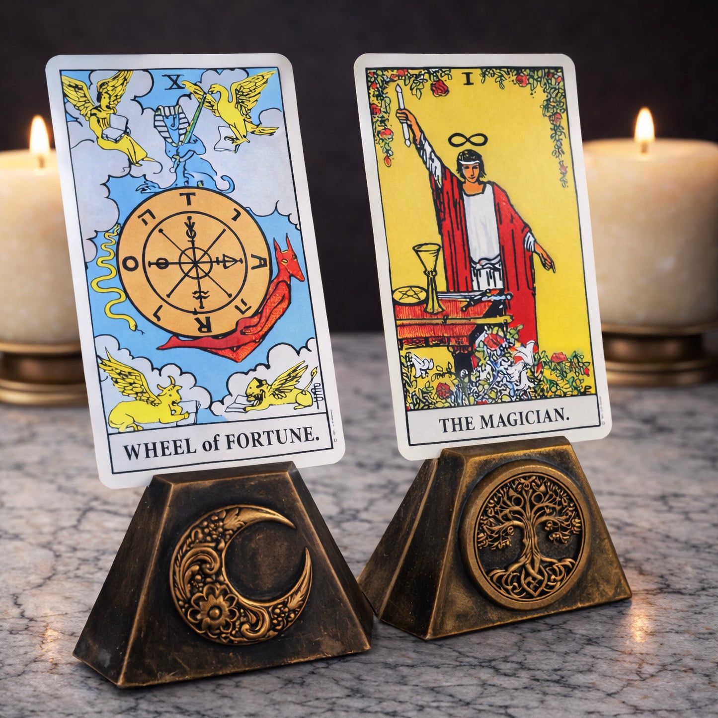 Gold Crescent Moon Tarot Card Holder