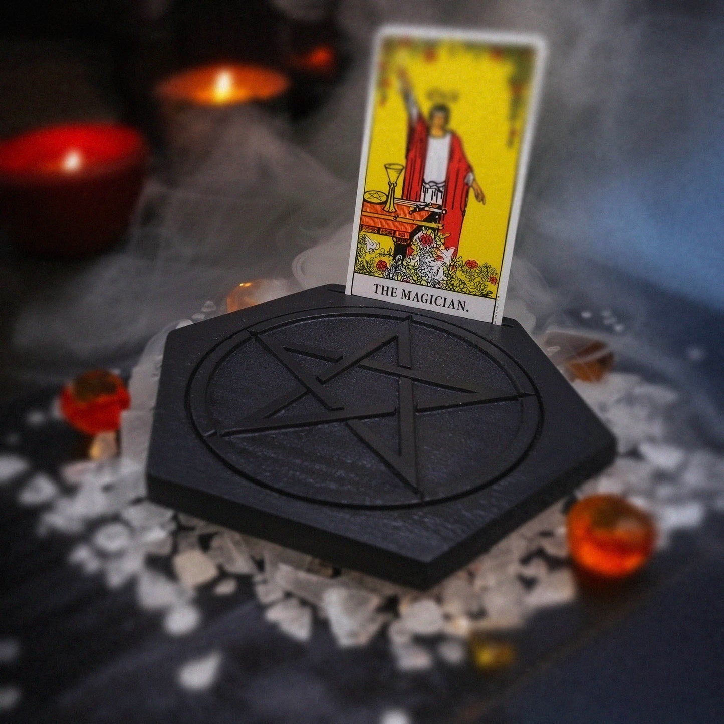 Altar Board Earth Pentacle Black Eco Resin Tarot Card holder