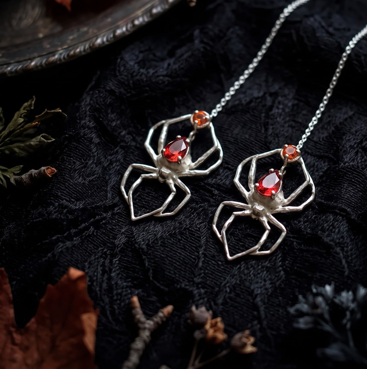 Spooky Witchy Gothic Spider Sterling Silver Threader Earrings
