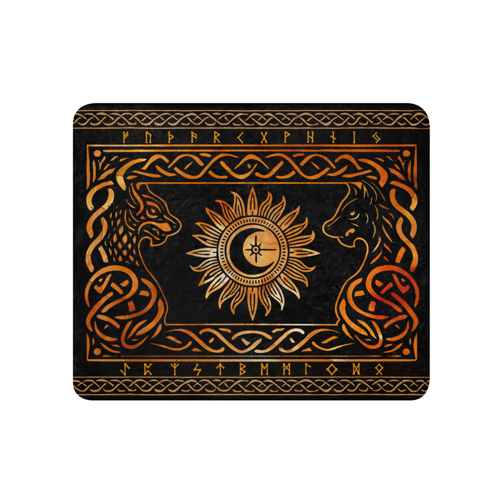 Sköll and Hati, Viking Throw blanket, sherpa 50 x 60