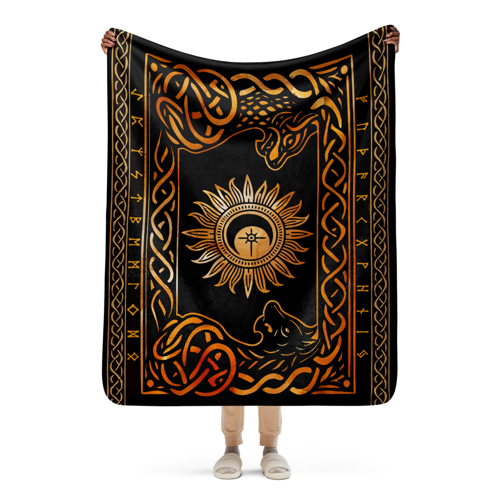 Sköll and Hati, Viking Throw blanket, sherpa 50 x 60