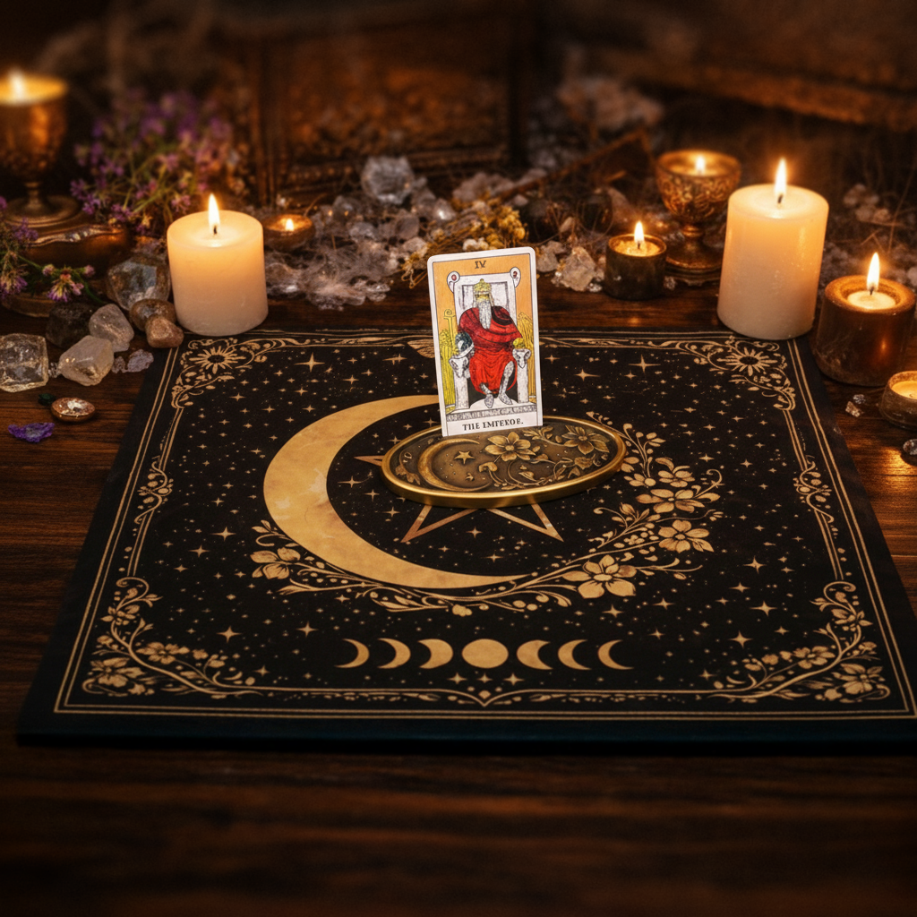 Midnight Garden Luna Moth Tarot Cloth Gothic Celestial Moon Altar Cloth | Witchcore