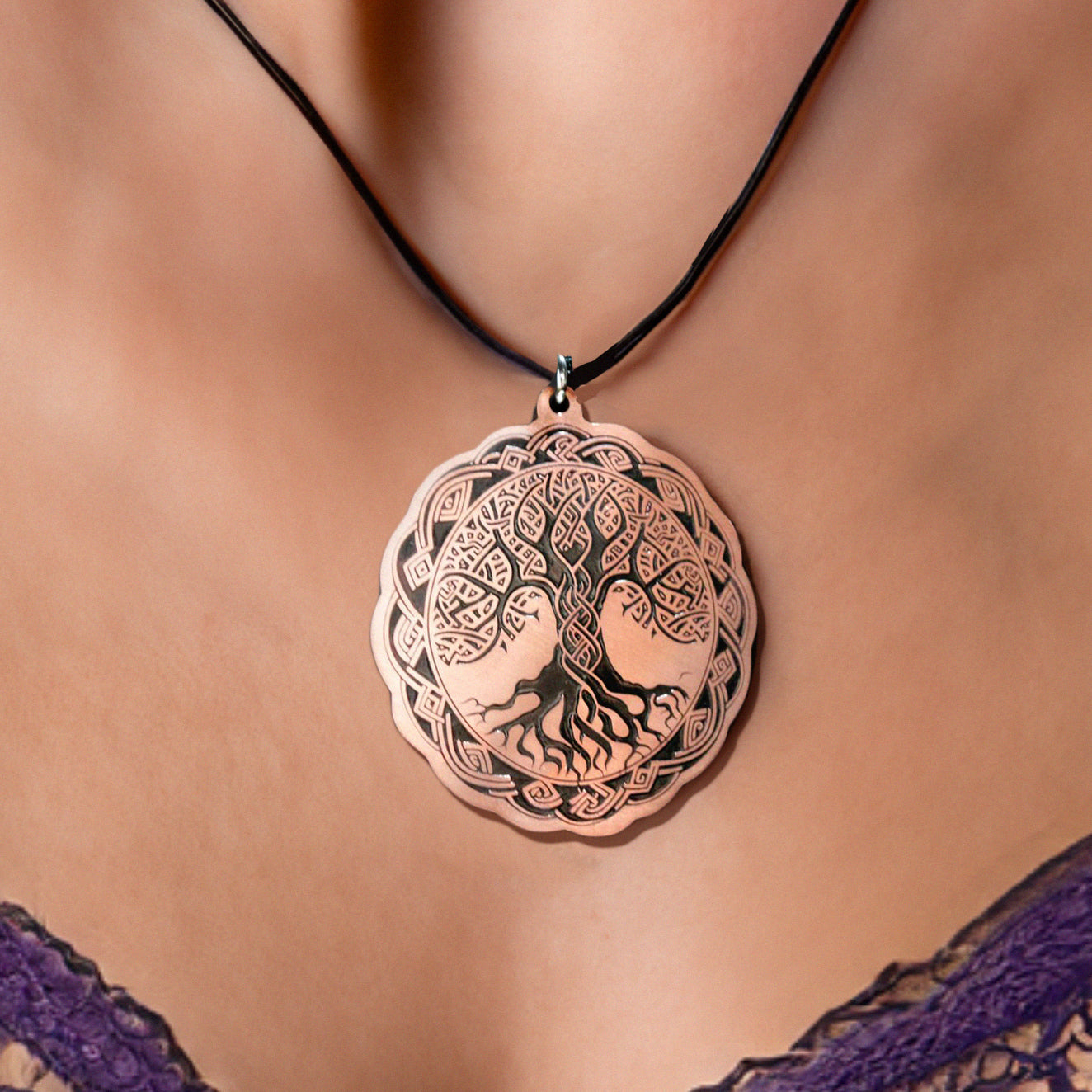 Rustic Copper Celtic Tree of Life Necklace Customizable