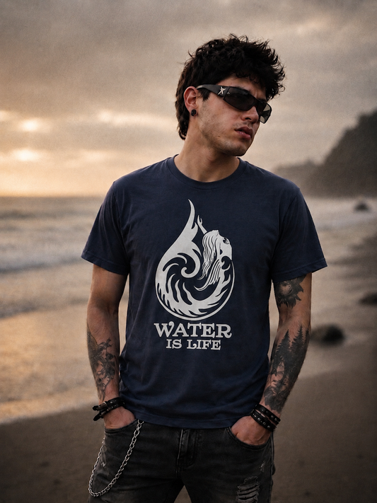 Water Is Life Mermaid T-Shirt Ocean Wave Fantasy Art Beach Unisex Tee Men Women