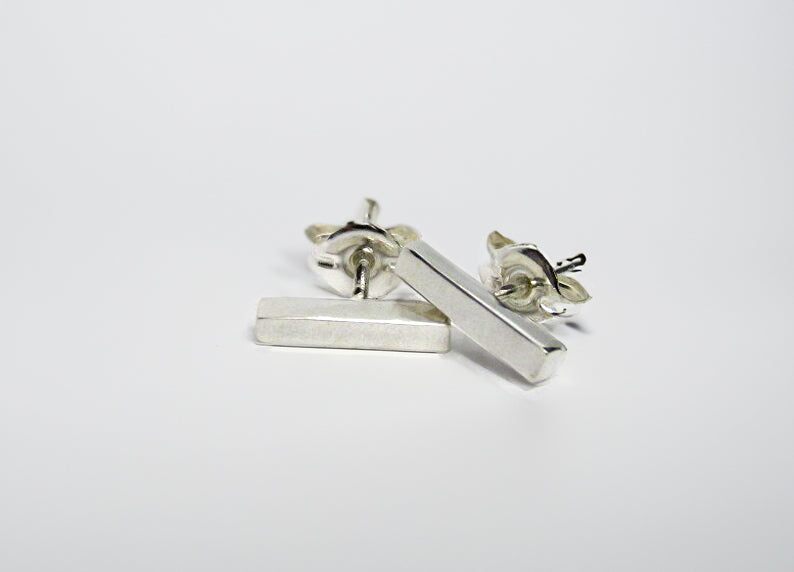 Sterling Silver Staple Studs MINIMALIST Stud Earrings - Inlumined Arts LLC