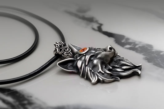 Fangborne Sterling Silver Wolf Pendant- Limited Edition- Birthstone pendant