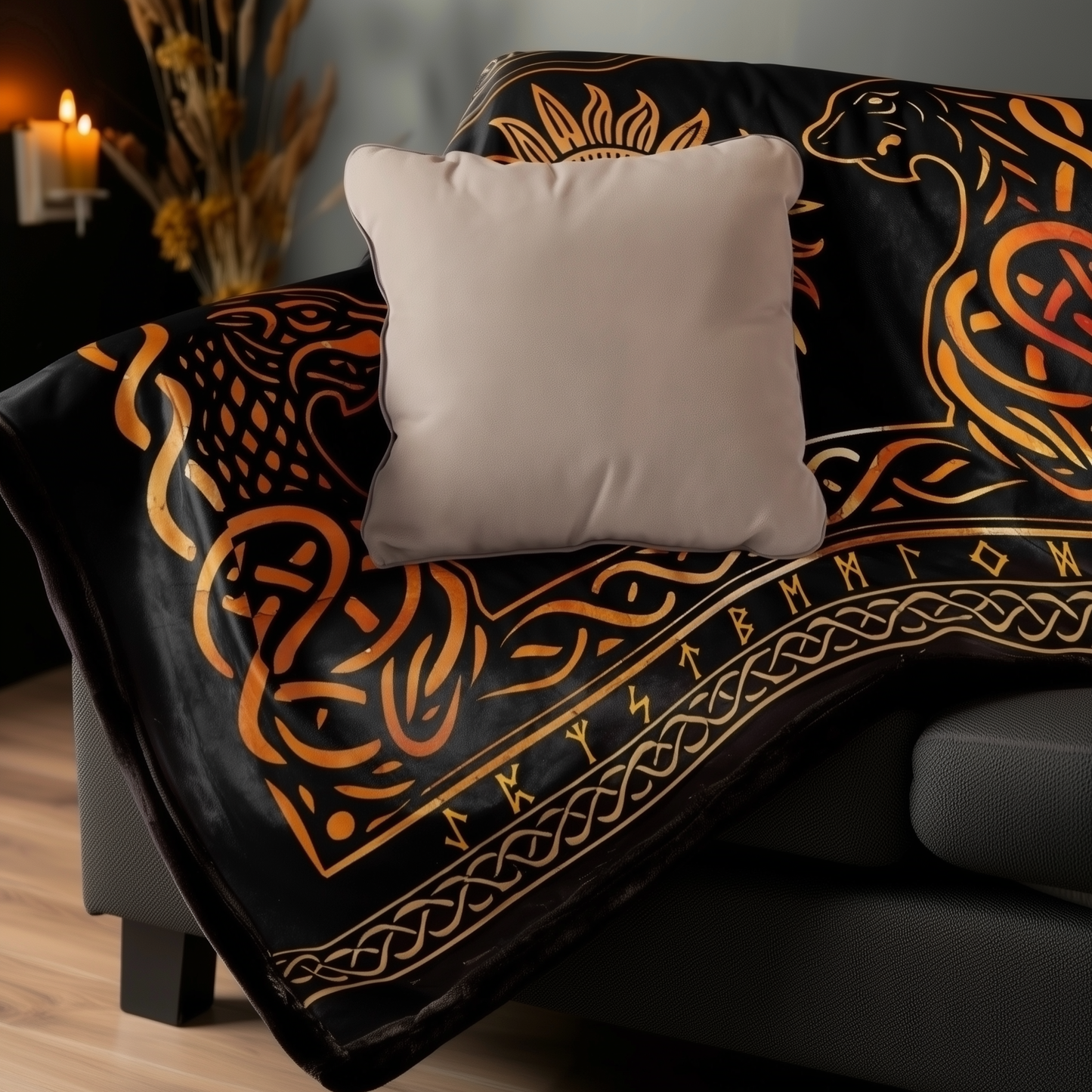 Sköll and Hati, Viking Throw blanket, sherpa 50 x 60