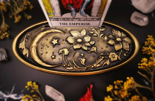 Celestial Floral Black Gold Eco Resin Tarot Card Holder
