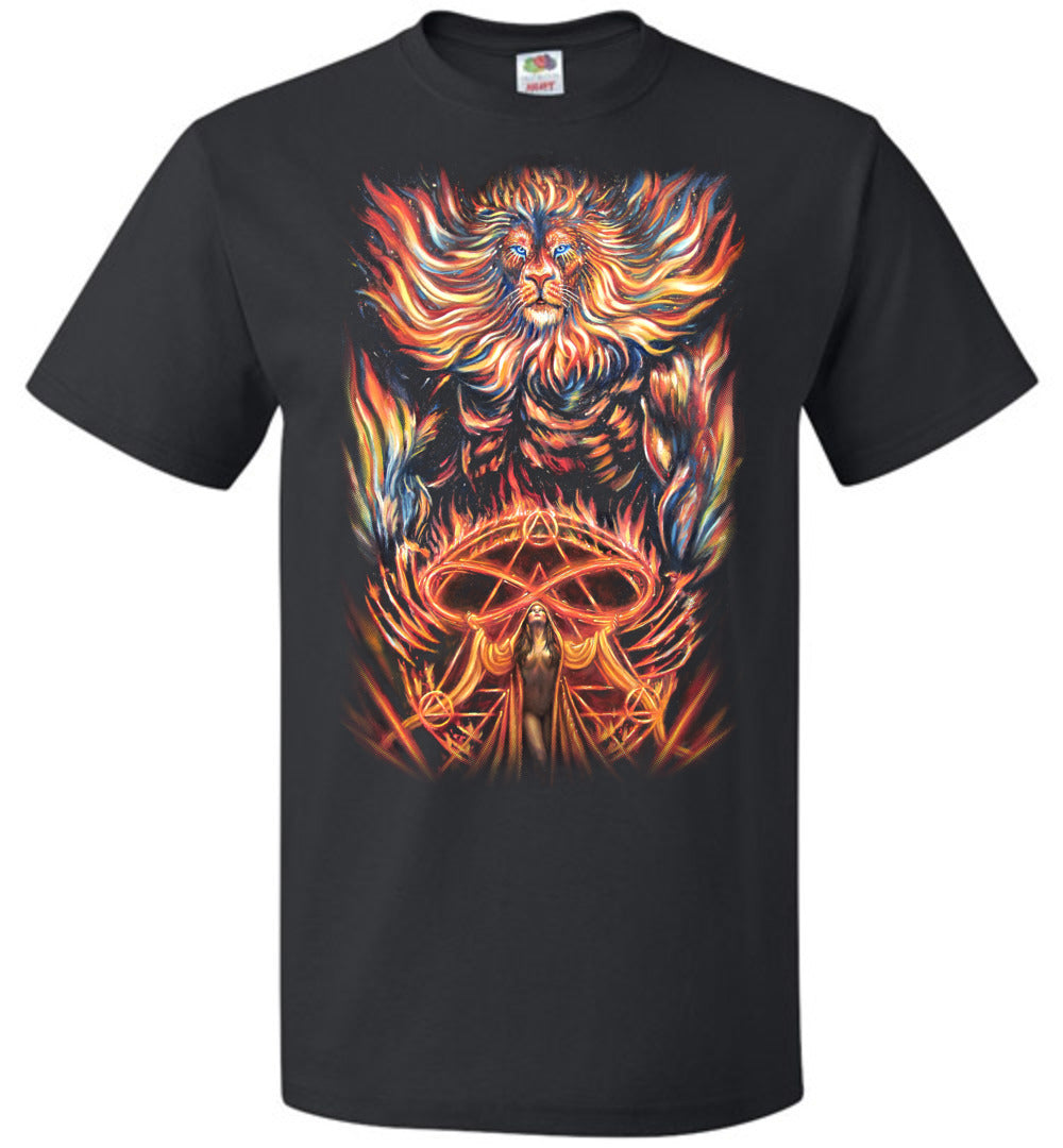 Strength Tarot Lion Leo Fantasy Art Astrological Magic T-shirt s-6xl - Inlumined Arts LLC