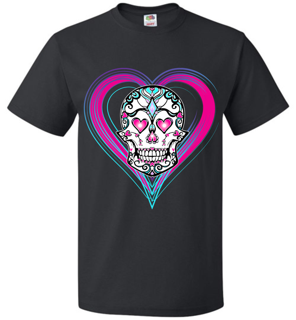 Sugar Skull Haloween Graphic Heart Dead of the Dead undead T-Shirt FOL s - 6xl - Inlumined Arts LLC