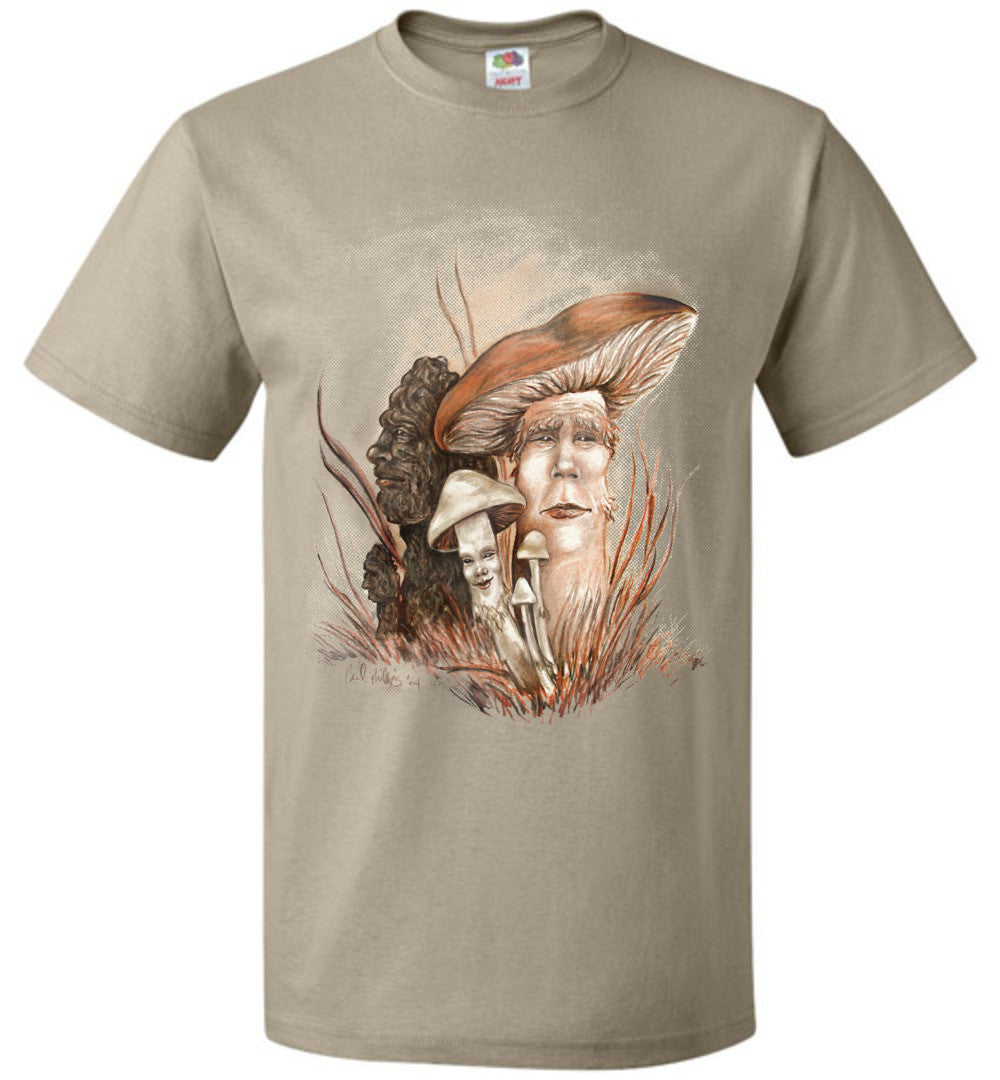 Mushroom People- Fruit of the Loom Fantasy Art Nature T-shirt Unisex (S-6XL) Lights - Inlumined Arts LLC