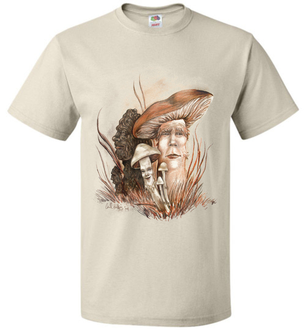 Mushroom People- Fruit of the Loom Fantasy Art Nature T-shirt Unisex (S-6XL) Lights - Inlumined Arts LLC