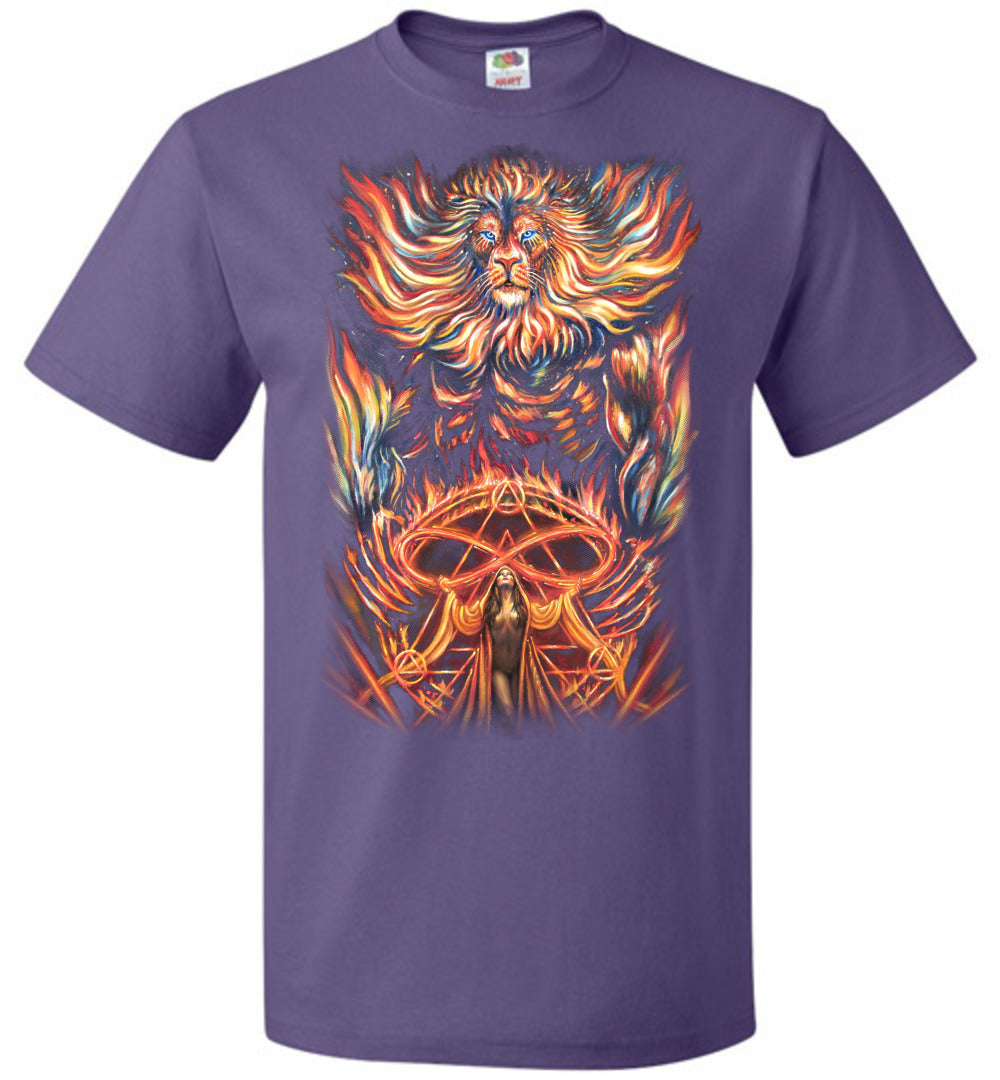 Strength Tarot Lion Leo Fantasy Art Astrological Magic T-shirt s-6xl - Inlumined Arts LLC