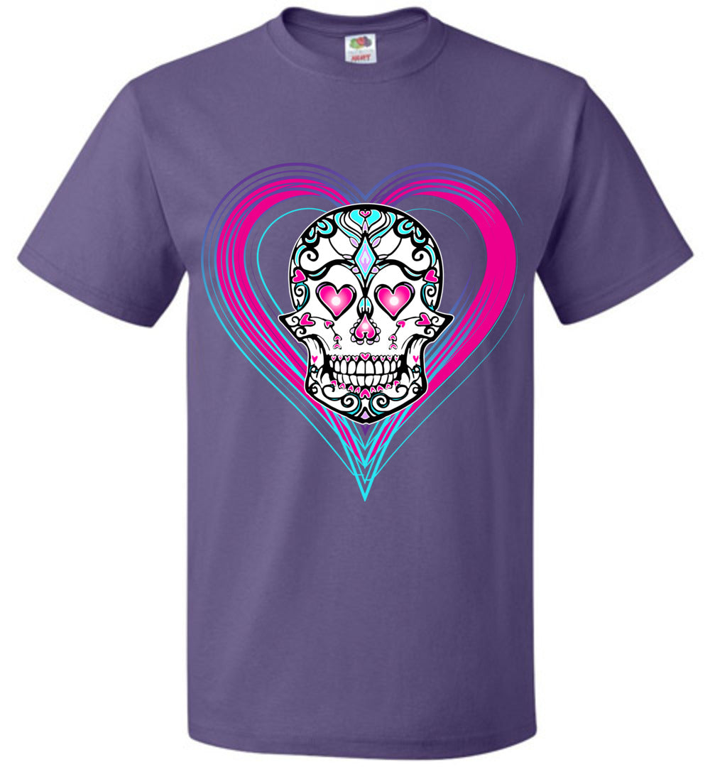 Sugar Skull Haloween Graphic Heart Dead of the Dead undead T-Shirt FOL s - 6xl - Inlumined Arts LLC