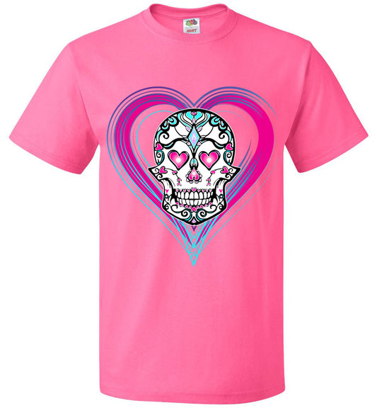 Sugar Skull Haloween Graphic Heart Dead of the Dead undead T-Shirt FOL s - 6xl - Inlumined Arts LLC