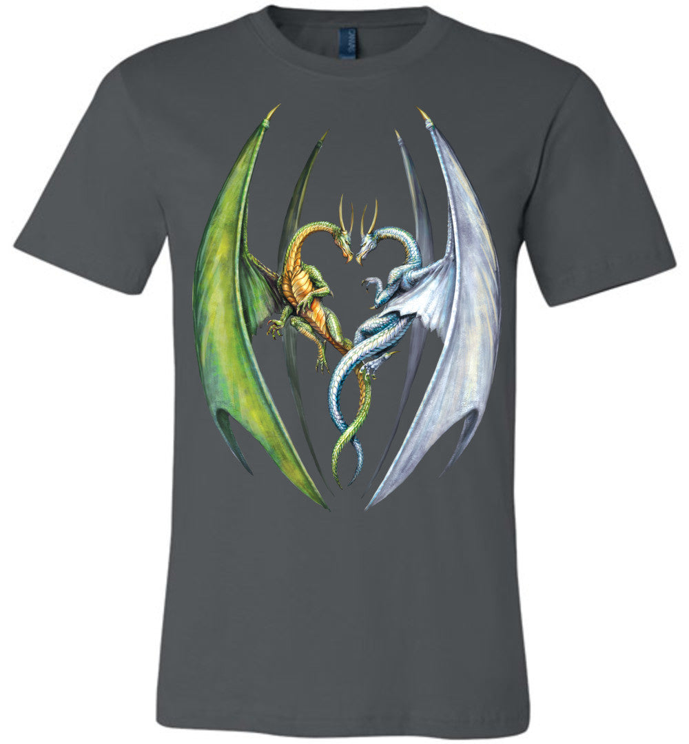 Entwined Dragons - Unisex Fitted Fantasy Art Graphic T-shirt sizes (S-4XL) - Inlumined Arts LLC