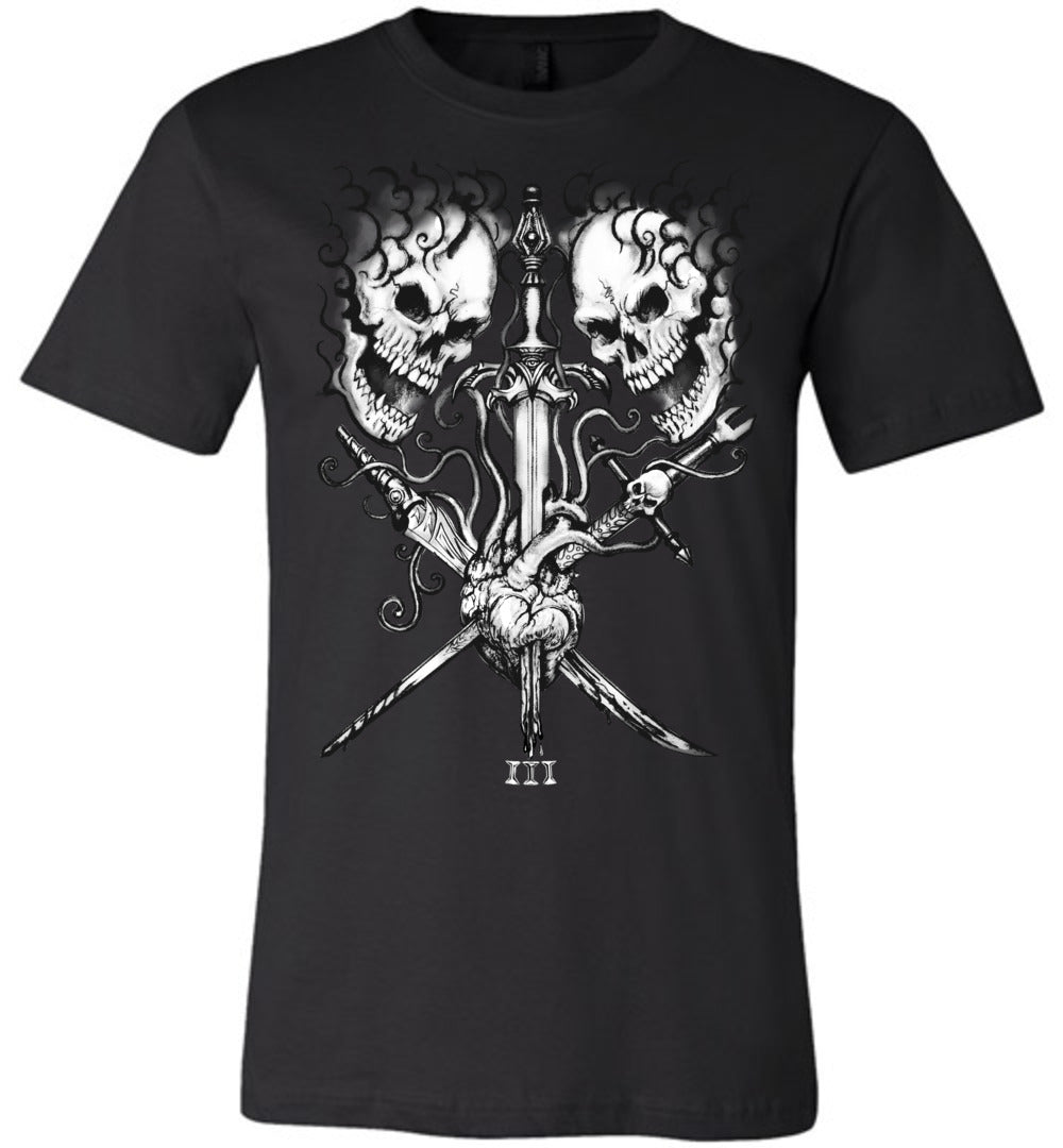 Three of Swords Tattoo Tarot Graphic Shirt - Inlumined Arts LLC