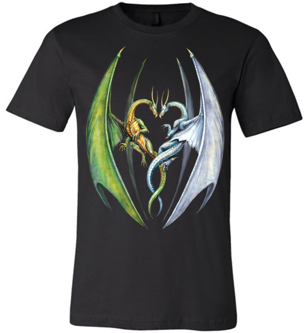 Entwined Dragons - Unisex Fitted Fantasy Art Graphic T-shirt sizes (S-4XL) - Inlumined Arts LLC