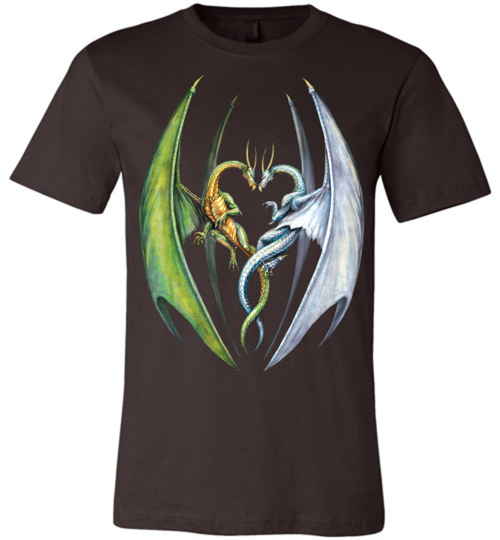 Entwined Dragons - Unisex Fitted Fantasy Art Graphic T-shirt sizes (S-4XL) - Inlumined Arts LLC