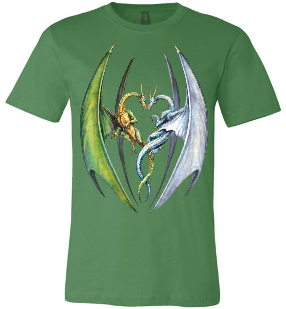 Entwined Dragons - Unisex Fitted Fantasy Art Graphic T-shirt sizes (S-4XL) - Inlumined Arts LLC