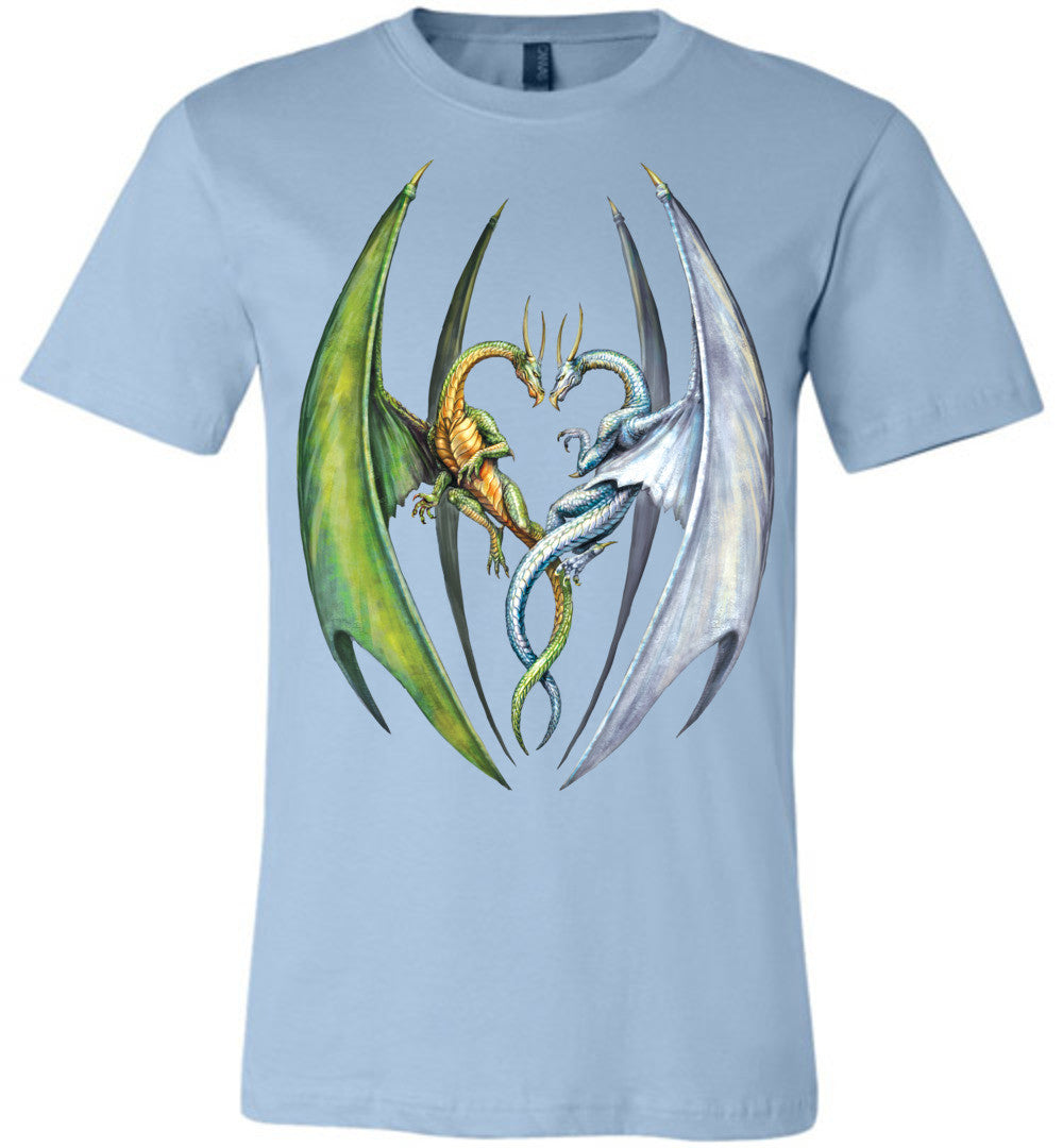 Entwined Dragons - Unisex Fitted Fantasy Art Graphic T-shirt sizes (S-4XL) - Inlumined Arts LLC