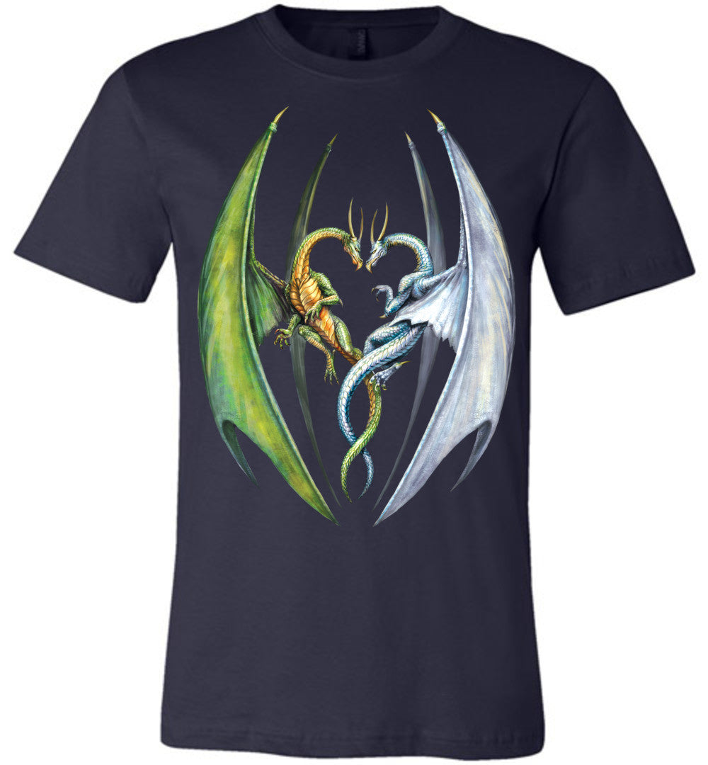 Entwined Dragons - Unisex Fitted Fantasy Art Graphic T-shirt sizes (S-4XL) - Inlumined Arts LLC